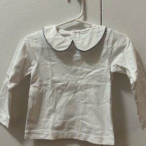 White long sleeve be Jacadi shirt with blue trim collar
Size 24M